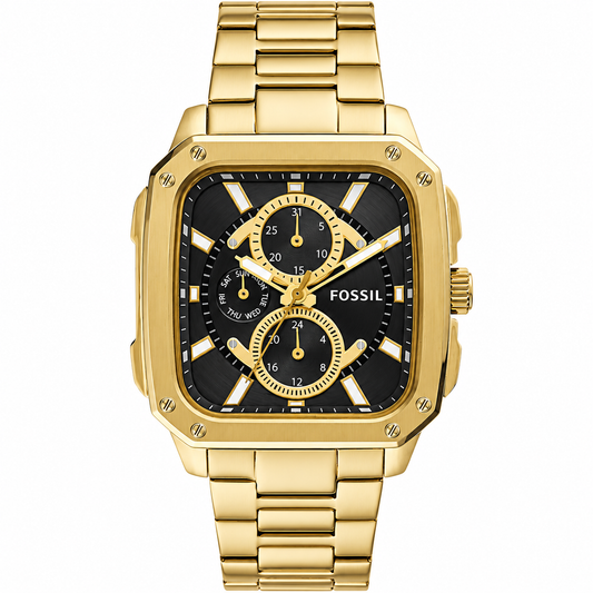 Fossil Multifunction Gold Stainless Steel Black Dial Quartz Watch for Gents - BQ2656