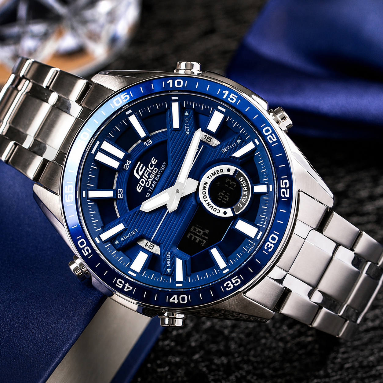 Casio Edifice Analog-Digital Blue Dial Men's Watch-EFV-C100D-2AVDF (EX440)