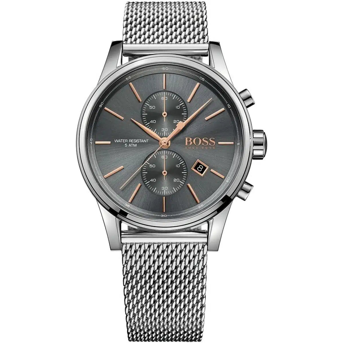 Hugo Boss Jet Chronograph Grey Dial Silver Mesh Bracelet Watch for Men - 1513440