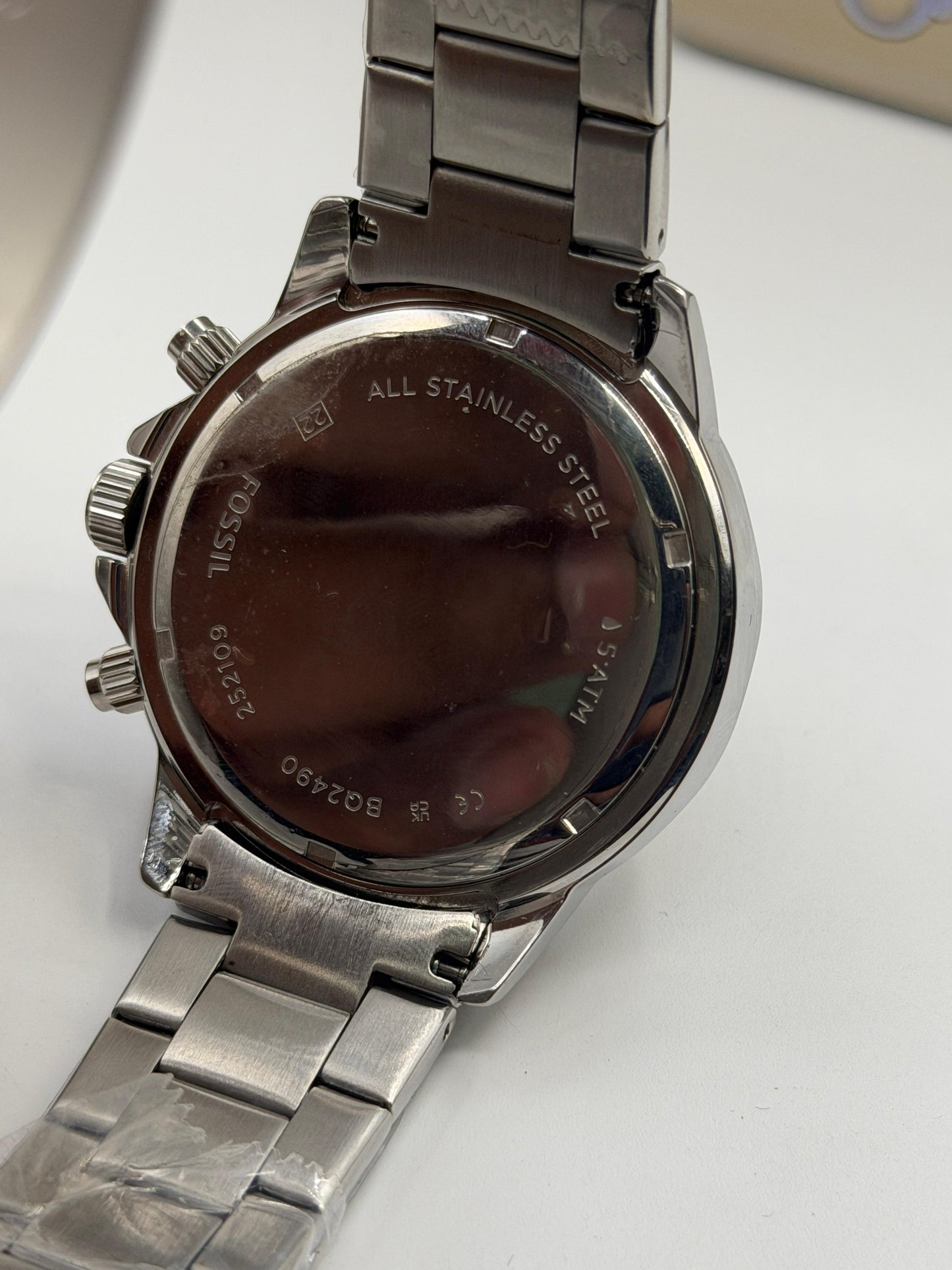 Fossil Bannon Multifunction Silver 45mm Stainless Steel Silver Dial Chronograph Quartz Watch for Gents - BQ2490