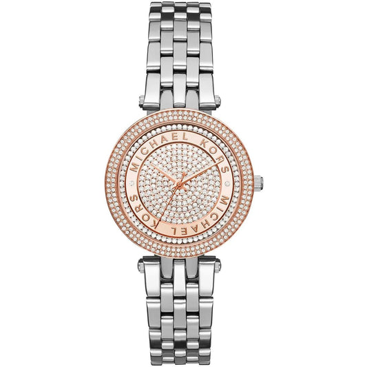 Michael Kors Mini Darci Silver Stainless Steel Crystal Pave Dial Quartz Watch for Ladies - MK-3446  (Pre-Owned)